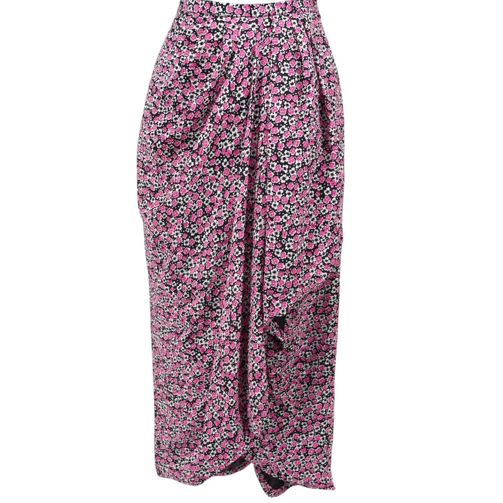 Rachel Zoe Pink Ditsy Floral Faux Wrap Midi‎ Skirt Coquette Y2K Date Night NWT